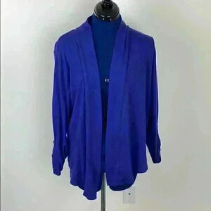 Lands End open front knit cardigan-royal b…